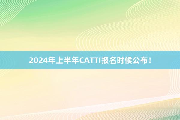 2024年上半年CATTI报名时候公布！